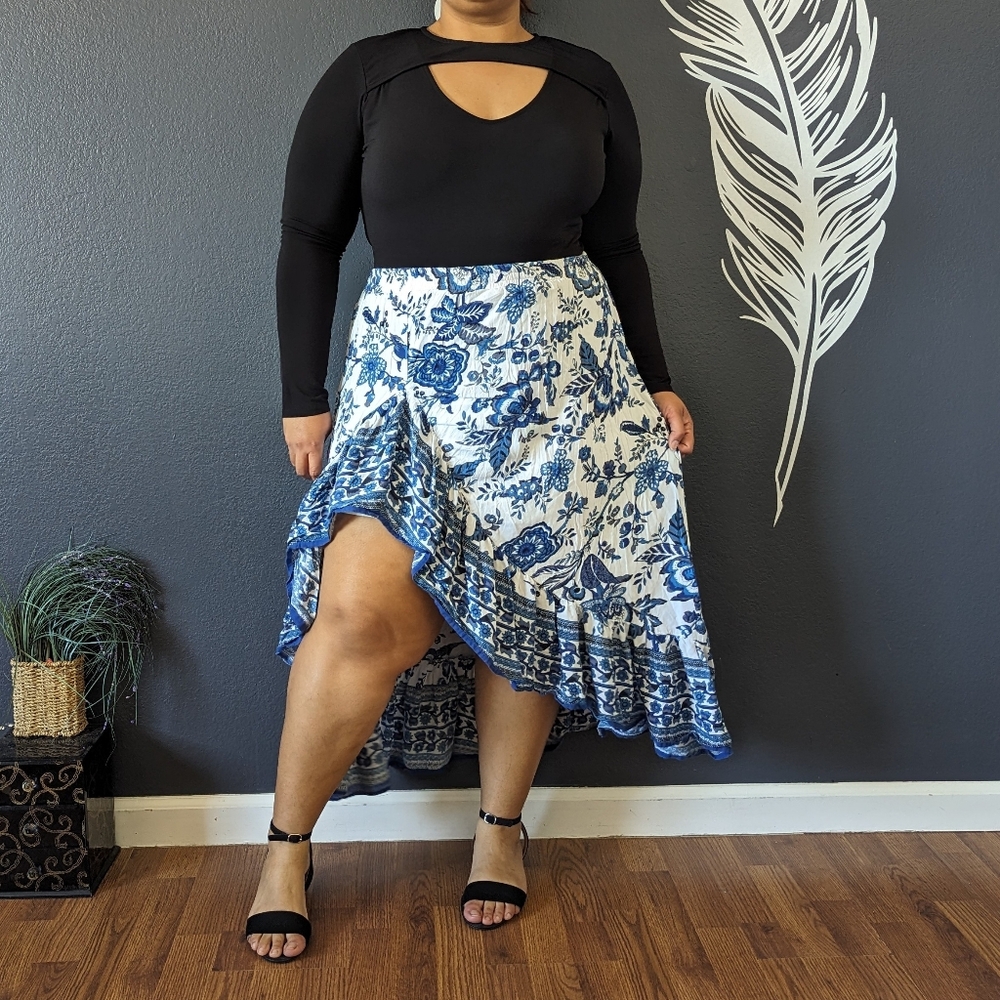 Frille Rose Asymmetrical Skirt